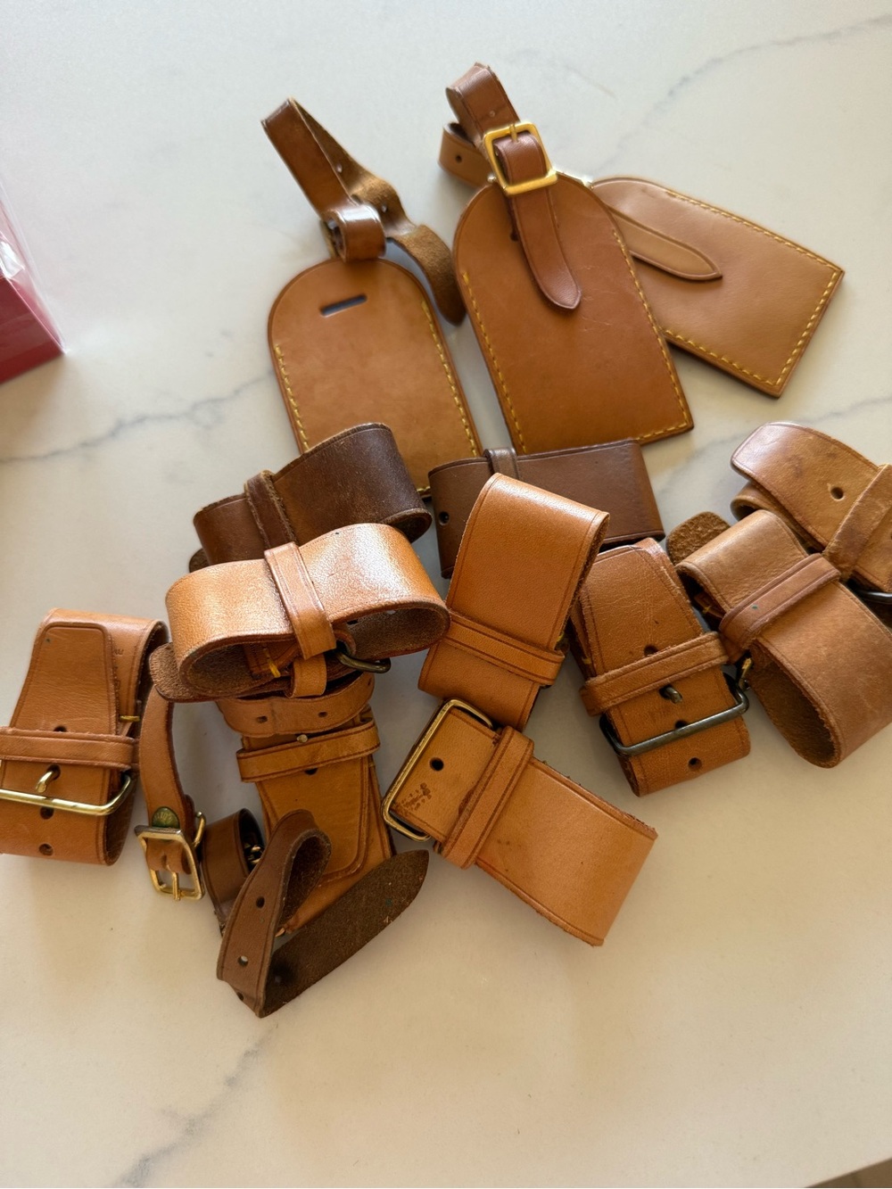 3 Vintage Louis Vuitton Luggage Tag and Poignier in Vachetta Leather bundles